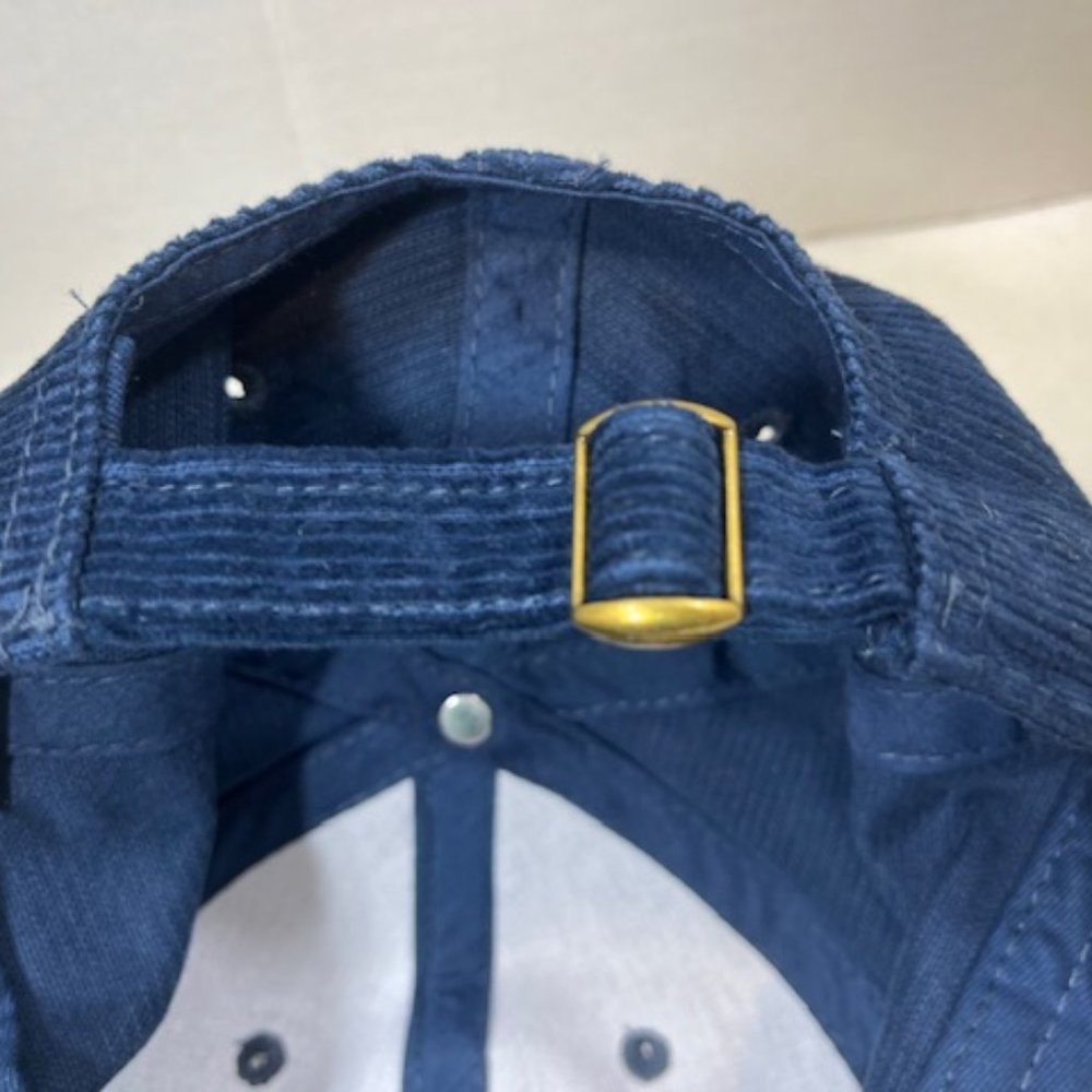 Pink Rose Floral Navy Blue Corduroy Adjustable Cap Hat - Picture 8 of 11